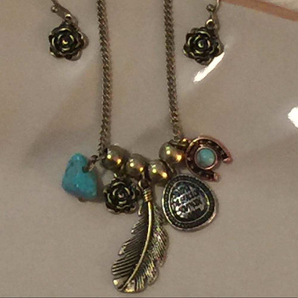 🌟 Turquoise ThreeTone NecklaceEarrings 🌟